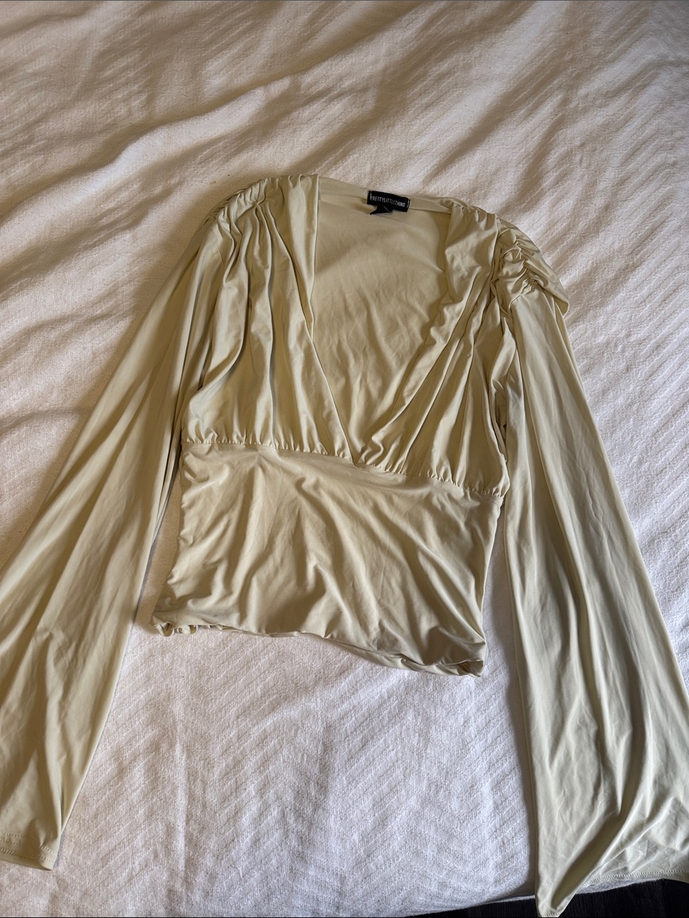Pretty little thing draped plunge long sleeve top